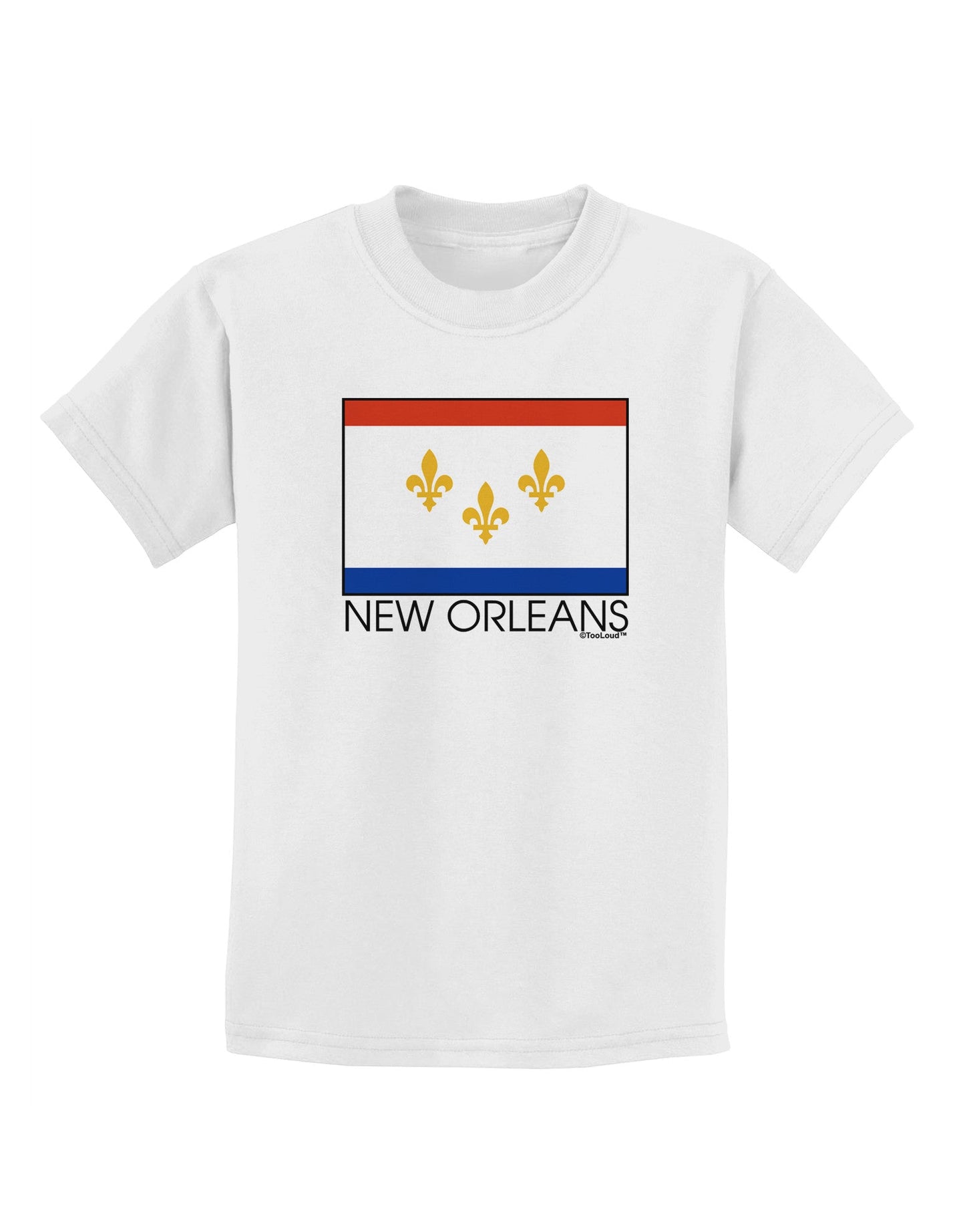 New Orleans Louisiana Flag Text Childrens T-Shirt-Childrens T-Shirt-TooLoud-White-X-Small-Davson Sales
