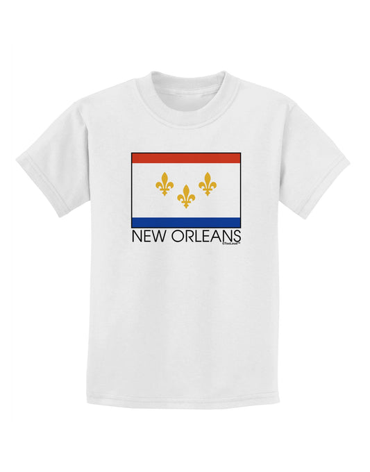 New Orleans Louisiana Flag Text Childrens T-Shirt-Childrens T-Shirt-TooLoud-White-X-Small-Davson Sales