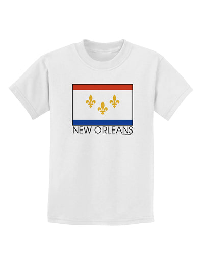 New Orleans Louisiana Flag Text Childrens T-Shirt-Childrens T-Shirt-TooLoud-White-X-Small-Davson Sales