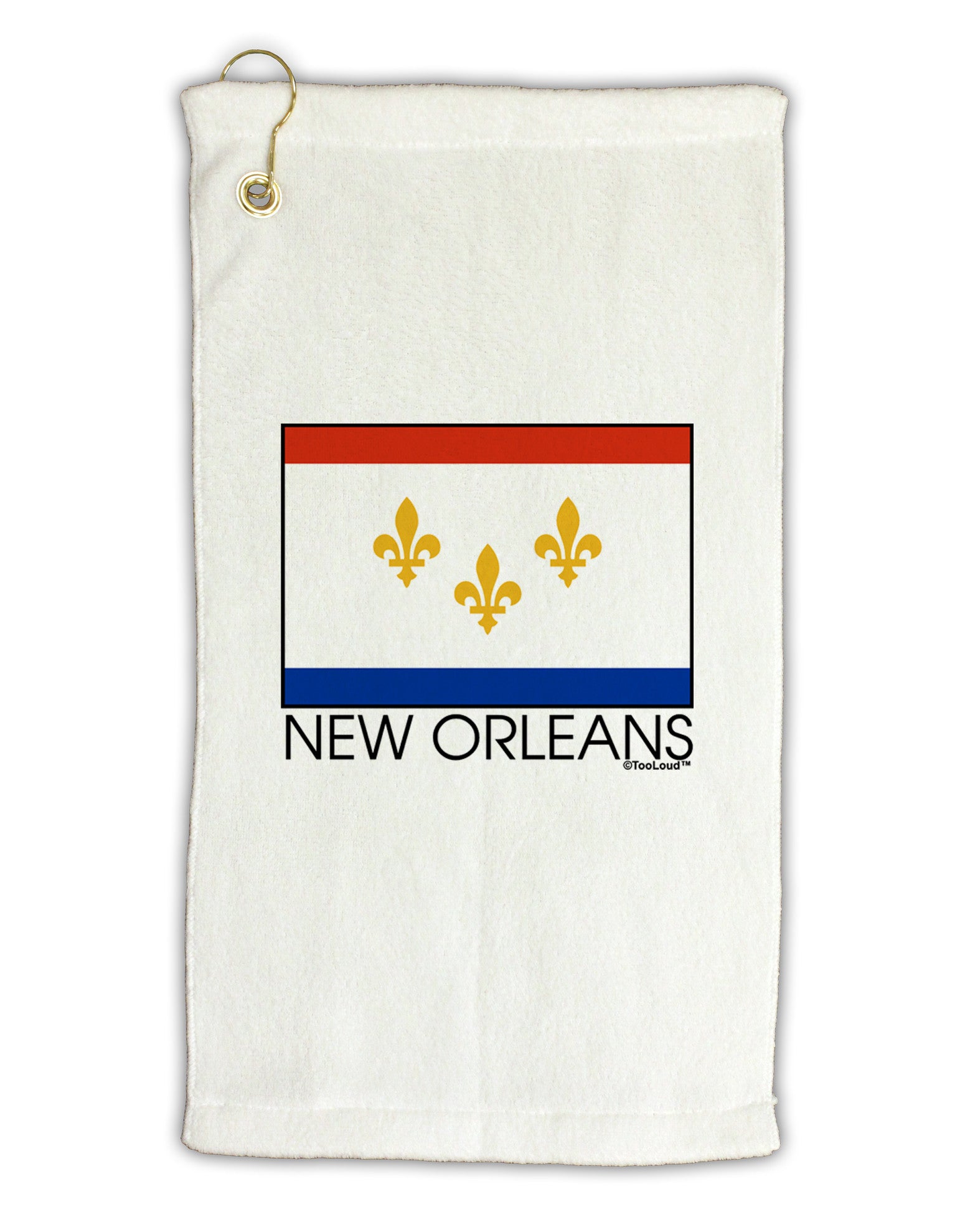 New Orleans Louisiana Flag Text Micro Terry Gromet Golf Towel 11"x19-Golf Towel-TooLoud-White-Davson Sales