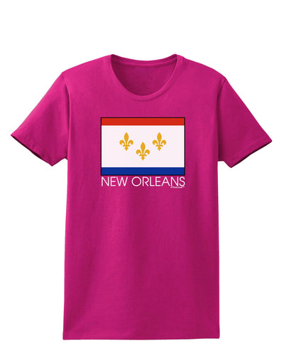 New Orleans Louisiana Flag Text Womens Dark T-Shirt-TooLoud-Hot-Pink-Small-Davson Sales