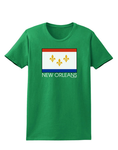 New Orleans Louisiana Flag Text Womens Dark T-Shirt-TooLoud-Kelly-Green-X-Small-Davson Sales