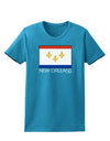 New Orleans Louisiana Flag Text Womens Dark T-Shirt-TooLoud-Turquoise-X-Small-Davson Sales