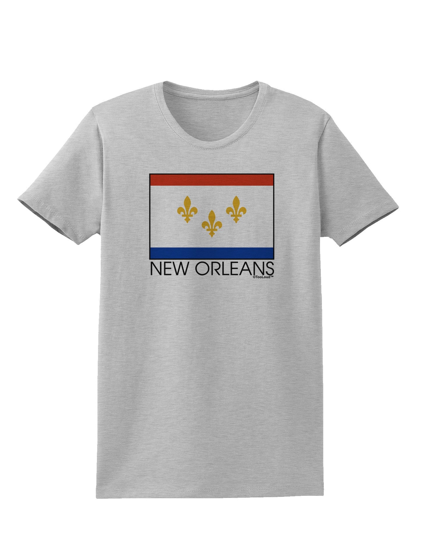 New Orleans Louisiana Flag Text Womens T-Shirt-Womens T-Shirt-TooLoud-AshGray-X-Small-Davson Sales