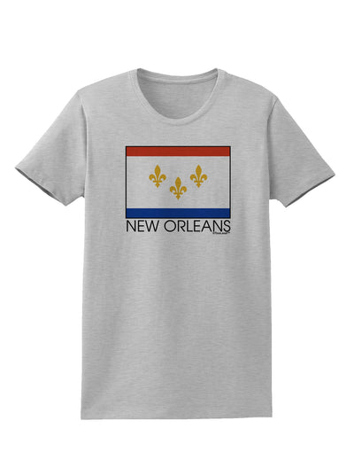 New Orleans Louisiana Flag Text Womens T-Shirt-Womens T-Shirt-TooLoud-AshGray-X-Small-Davson Sales