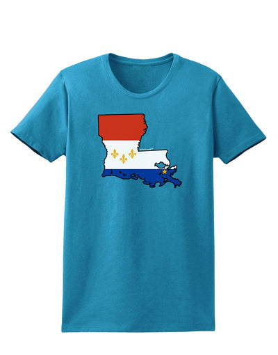 New Orleans Louisiana Flag Womens Dark T-Shirt-TooLoud-Turquoise-X-Small-Davson Sales