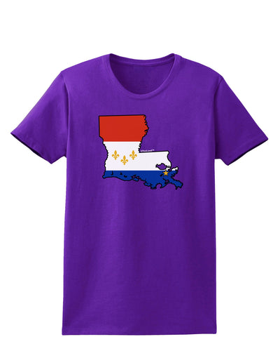 New Orleans Louisiana Flag Womens Dark T-Shirt-TooLoud-Purple-X-Small-Davson Sales