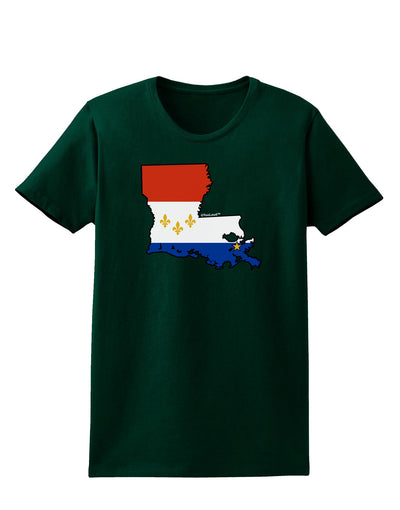 New Orleans Louisiana Flag Womens Dark T-Shirt-TooLoud-Forest-Green-Small-Davson Sales