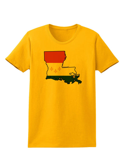 New Orleans Louisiana Flag Womens T-Shirt-Womens T-Shirt-TooLoud-Gold-X-Small-Davson Sales