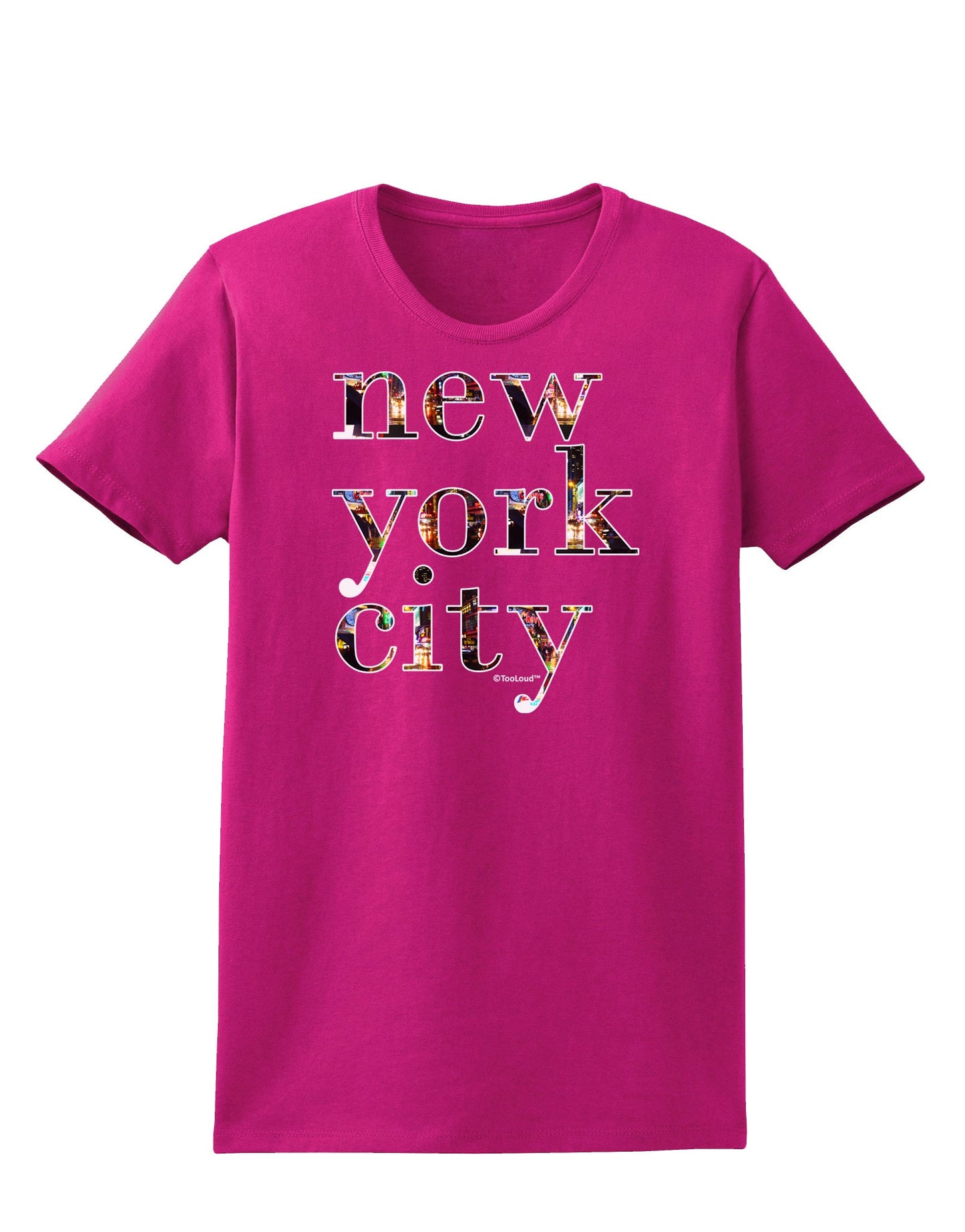 New York City - City Lights Womens Dark T-Shirt by TooLoud-Womens T-Shirt-TooLoud-Hot-Pink-Small-Davson Sales