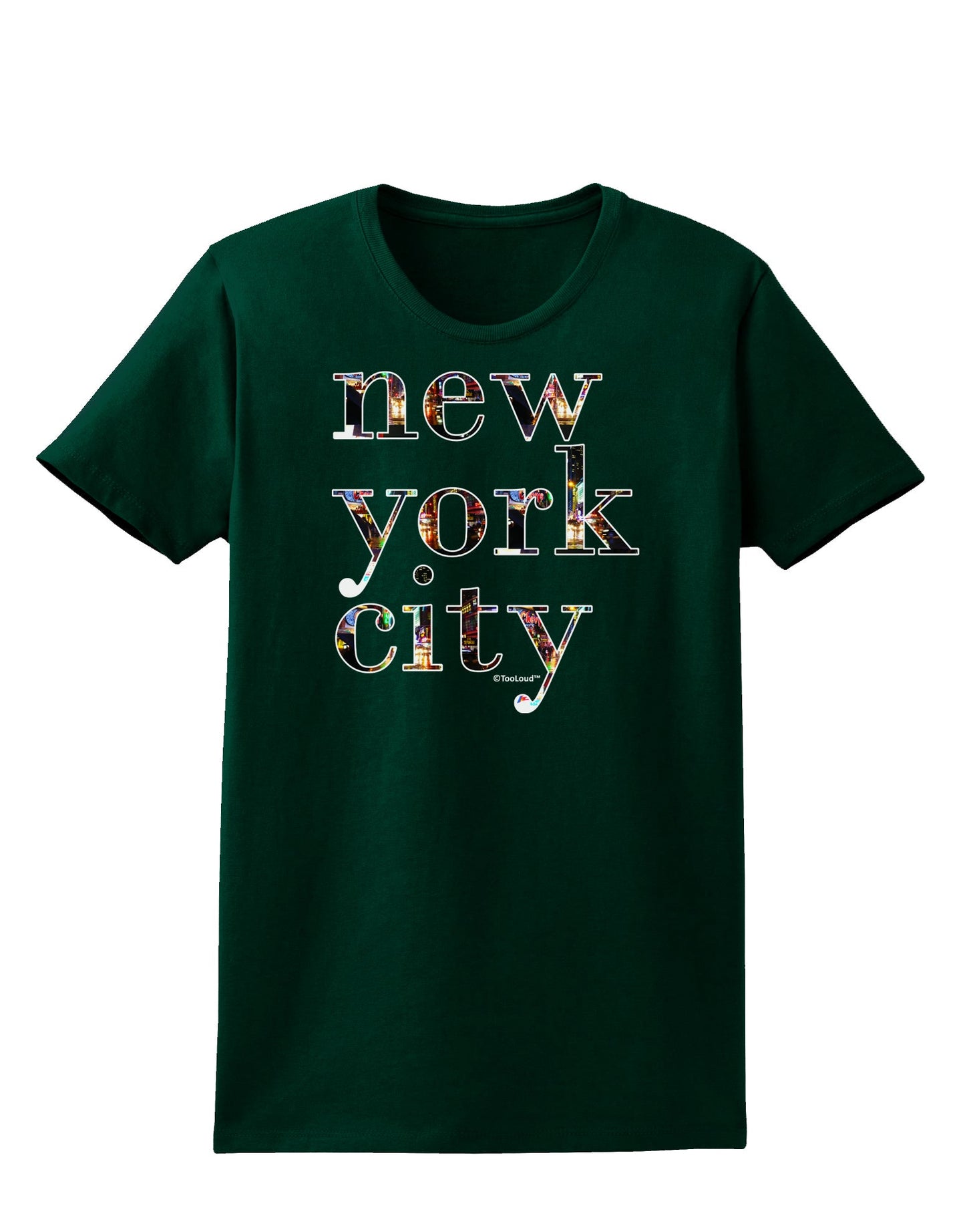 New York City - City Lights Womens Dark T-Shirt by TooLoud-Womens T-Shirt-TooLoud-Forest-Green-Small-Davson Sales