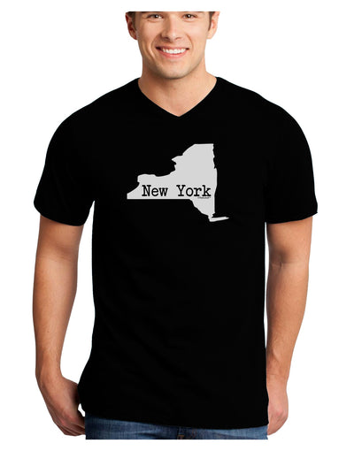 New York - United States Shape Adult Dark V-Neck T-Shirt by TooLoud-Mens V-Neck T-Shirt-TooLoud-Black-Small-Davson Sales