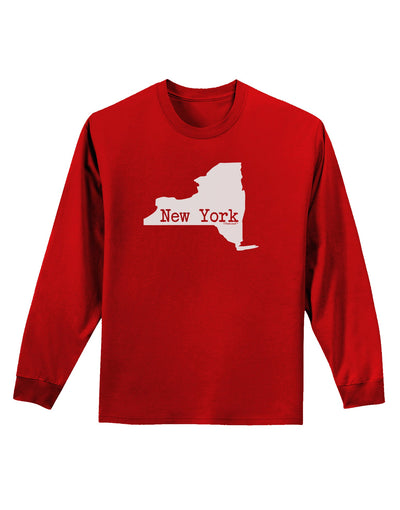 New York - United States Shape Adult Long Sleeve Dark T-Shirt by TooLoud-TooLoud-Red-Small-Davson Sales