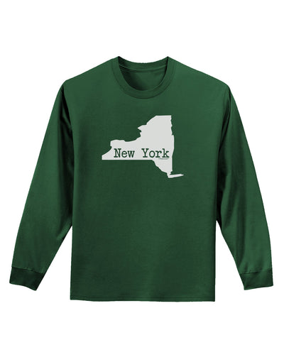 New York - United States Shape Adult Long Sleeve Dark T-Shirt by TooLoud-TooLoud-Dark-Green-Small-Davson Sales