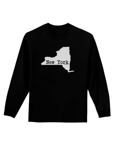 New York - United States Shape Adult Long Sleeve Dark T-Shirt by TooLoud-TooLoud-Black-Small-Davson Sales