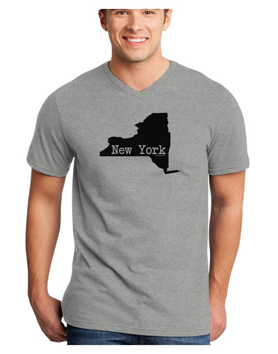 New York - United States Shape Adult V-Neck T-shirt by TooLoud-Mens V-Neck T-Shirt-TooLoud-HeatherGray-Small-Davson Sales