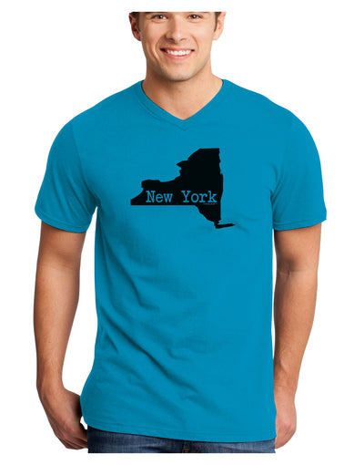 New York - United States Shape Adult V-Neck T-shirt by TooLoud-Mens V-Neck T-Shirt-TooLoud-Turquoise-Small-Davson Sales