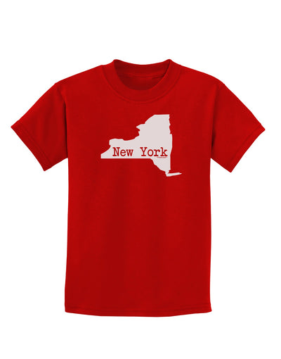 New York - United States Shape Childrens Dark T-Shirt by TooLoud-Childrens T-Shirt-TooLoud-Red-X-Small-Davson Sales