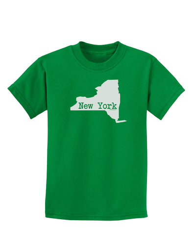 New York - United States Shape Childrens Dark T-Shirt by TooLoud-Childrens T-Shirt-TooLoud-Kelly-Green-X-Small-Davson Sales