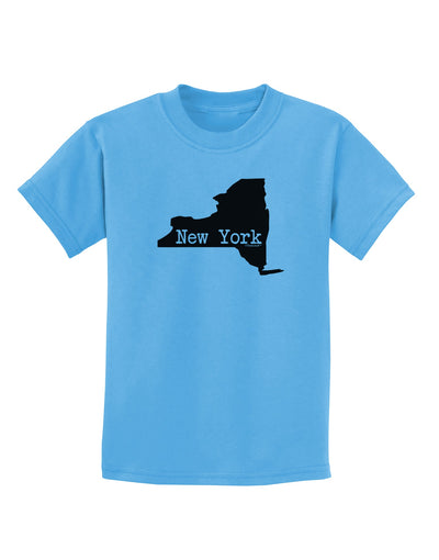 New York - United States Shape Childrens T-Shirt by TooLoud-Childrens T-Shirt-TooLoud-Aquatic-Blue-X-Small-Davson Sales