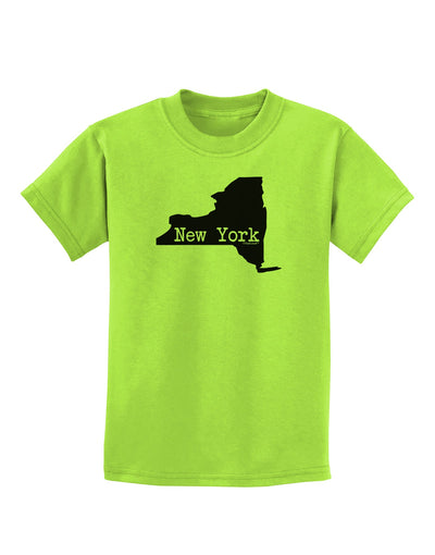 New York - United States Shape Childrens T-Shirt by TooLoud-Childrens T-Shirt-TooLoud-Lime-Green-X-Small-Davson Sales