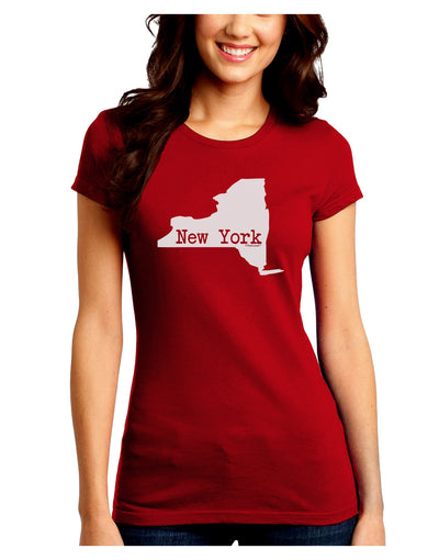 New York - United States Shape Juniors Crew Dark T-Shirt by TooLoud-T-Shirts Juniors Tops-TooLoud-Red-Juniors Fitted Small-Davson Sales