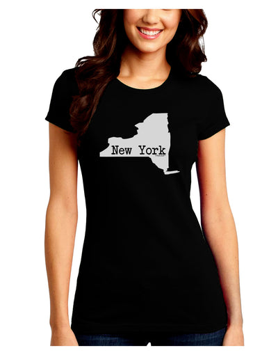 New York - United States Shape Juniors Crew Dark T-Shirt by TooLoud-T-Shirts Juniors Tops-TooLoud-Black-Juniors Fitted Small-Davson Sales