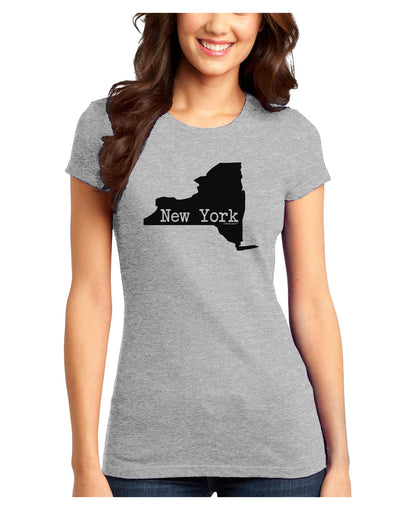 New York - United States Shape Juniors T-Shirt by TooLoud-Womens Juniors T-Shirt-TooLoud-Ash-Gray-Juniors Fitted X-Small-Davson Sales