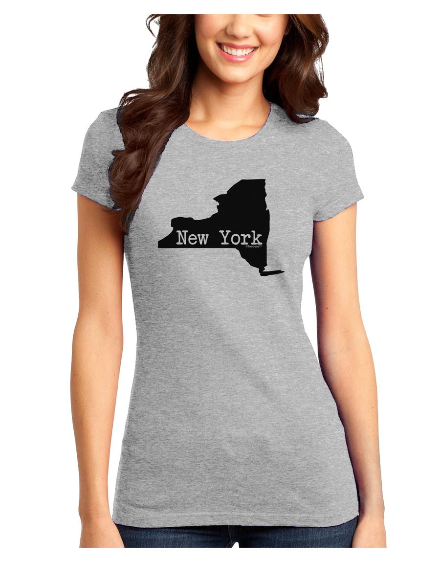 New York - United States Shape Juniors T-Shirt by TooLoud-Womens Juniors T-Shirt-TooLoud-White-Juniors Fitted X-Small-Davson Sales