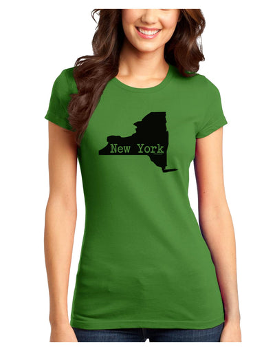 New York - United States Shape Juniors T-Shirt by TooLoud-Womens Juniors T-Shirt-TooLoud-Kiwi-Green-Juniors Fitted X-Small-Davson Sales