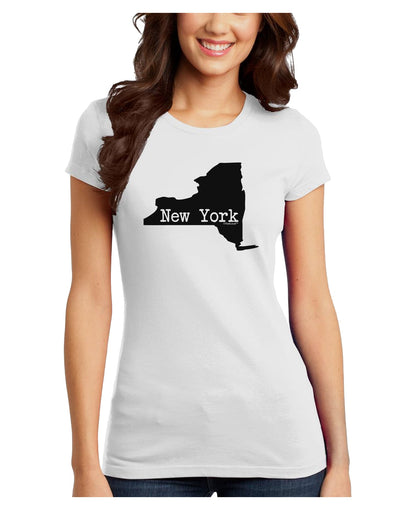 New York - United States Shape Juniors T-Shirt by TooLoud-Womens Juniors T-Shirt-TooLoud-White-Juniors Fitted X-Small-Davson Sales