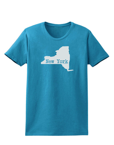 New York - United States Shape Womens Dark T-Shirt by TooLoud-Womens T-Shirt-TooLoud-Turquoise-X-Small-Davson Sales