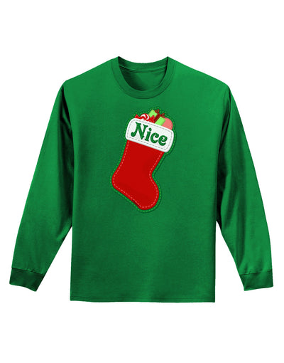 Nice Stocking Cute Christmas Adult Long Sleeve Dark T-Shirt-TooLoud-Kelly-Green-Small-Davson Sales