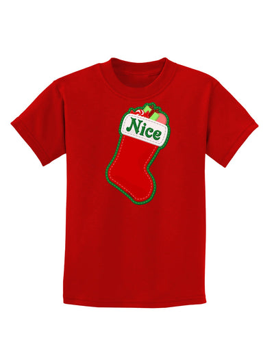 Nice Stocking Cute Christmas Childrens Dark T-Shirt-Childrens T-Shirt-TooLoud-Red-X-Small-Davson Sales