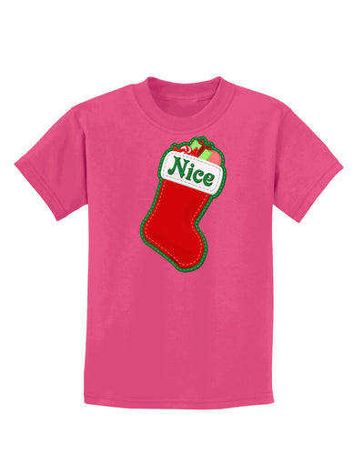 Nice Stocking Cute Christmas Childrens Dark T-Shirt-Childrens T-Shirt-TooLoud-Sangria-X-Small-Davson Sales