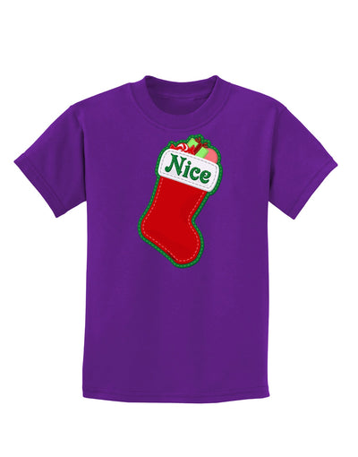 Nice Stocking Cute Christmas Childrens Dark T-Shirt-Childrens T-Shirt-TooLoud-Purple-X-Small-Davson Sales