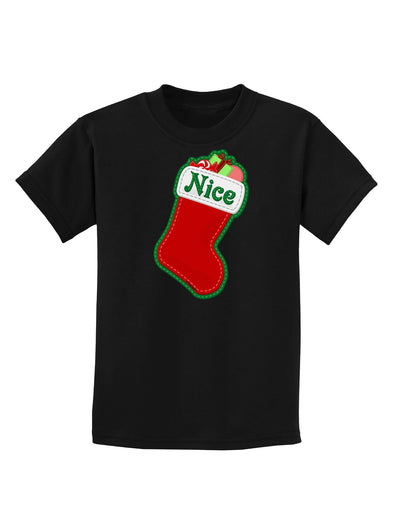 Nice Stocking Cute Christmas Childrens Dark T-Shirt-Childrens T-Shirt-TooLoud-Black-X-Small-Davson Sales