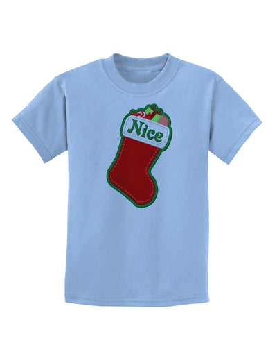 Nice Stocking Cute Christmas Childrens T-Shirt-Childrens T-Shirt-TooLoud-Light-Blue-X-Small-Davson Sales