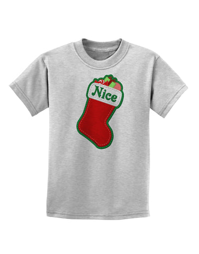 Nice Stocking Cute Christmas Childrens T-Shirt-Childrens T-Shirt-TooLoud-AshGray-X-Small-Davson Sales