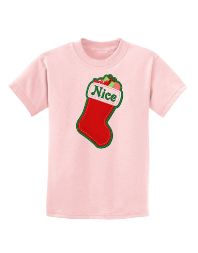 Nice Stocking Cute Christmas Childrens T-Shirt-Childrens T-Shirt-TooLoud-PalePink-X-Small-Davson Sales