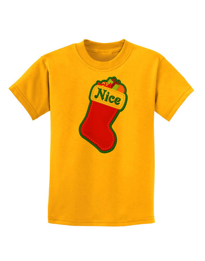 Nice Stocking Cute Christmas Childrens T-Shirt-Childrens T-Shirt-TooLoud-Gold-X-Small-Davson Sales