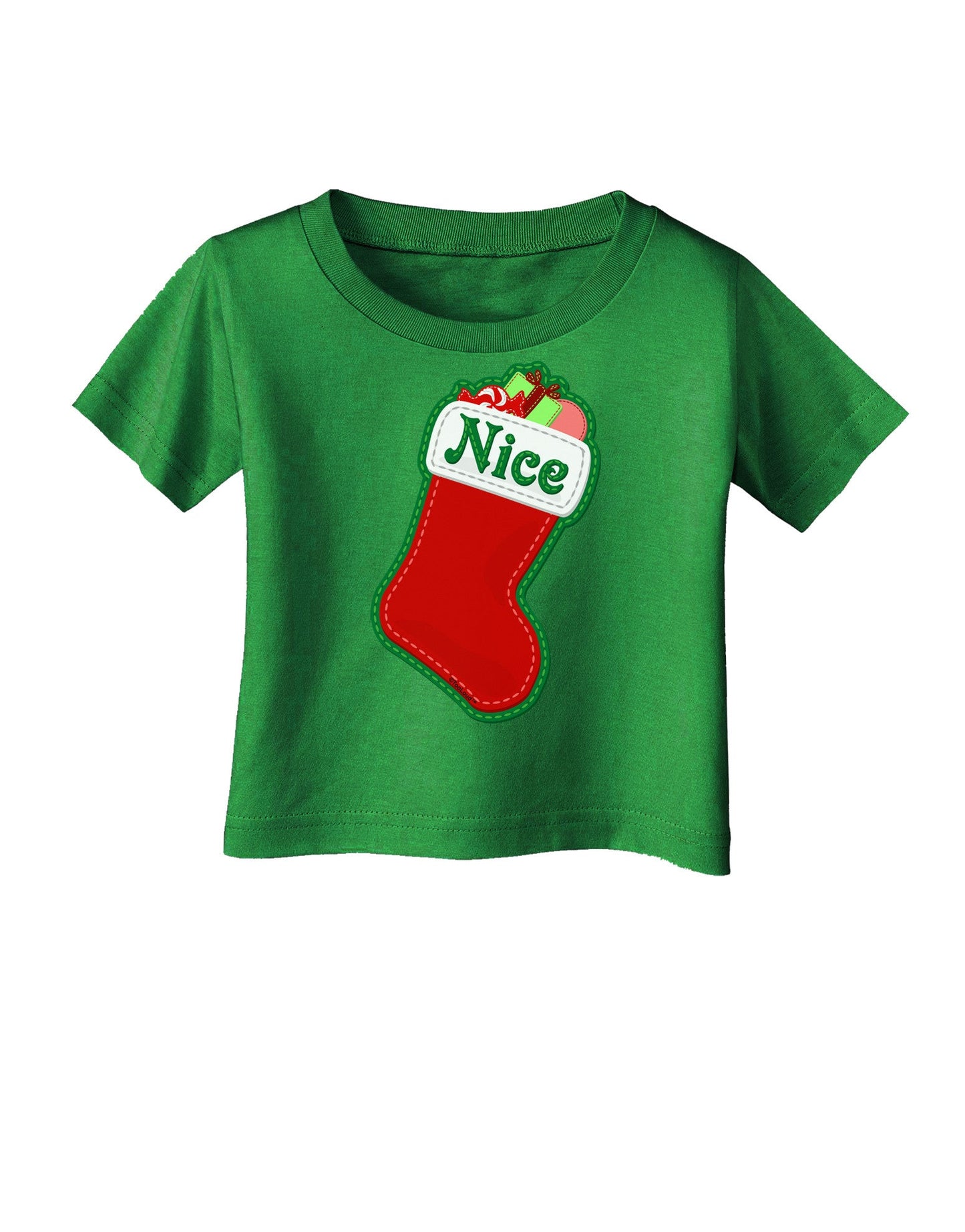 Nice Stocking Cute Christmas Infant T-Shirt Dark-Infant T-Shirt-TooLoud-Clover-Green-06-Months-Davson Sales