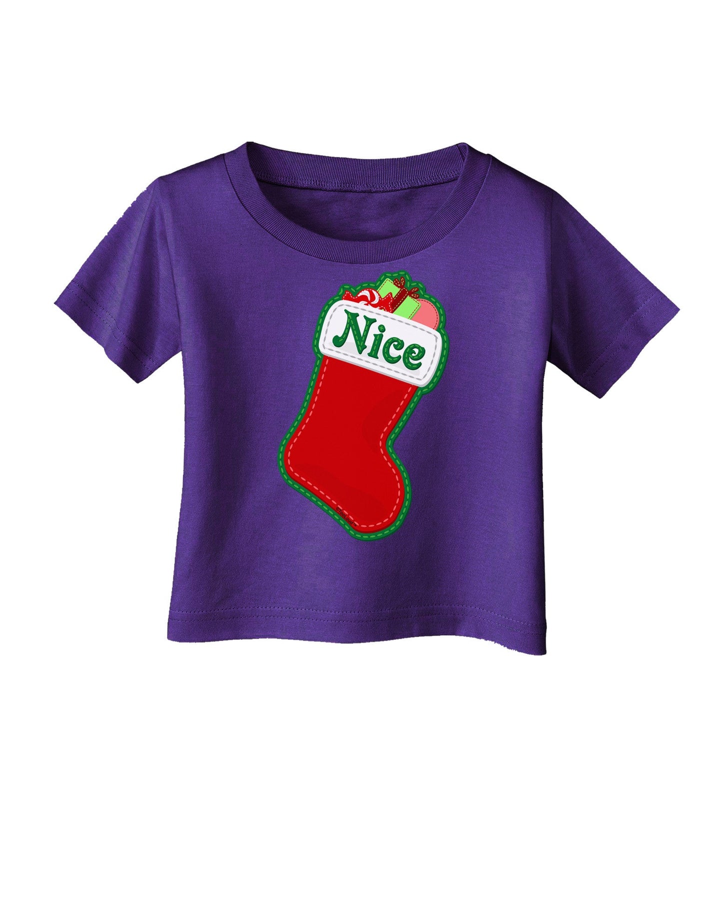 Nice Stocking Cute Christmas Infant T-Shirt Dark-Infant T-Shirt-TooLoud-Purple-06-Months-Davson Sales