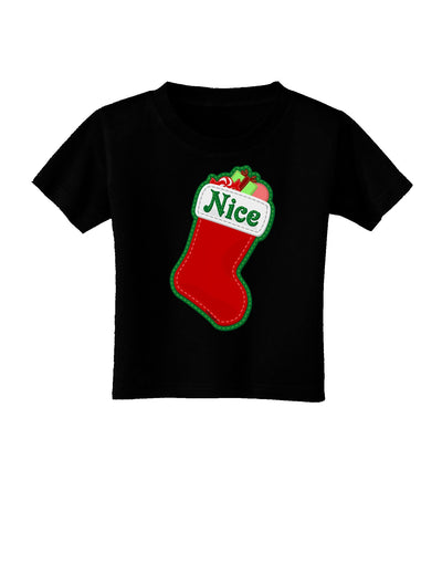 Nice Stocking Cute Christmas Toddler T-Shirt Dark-Toddler T-Shirt-TooLoud-Black-2T-Davson Sales