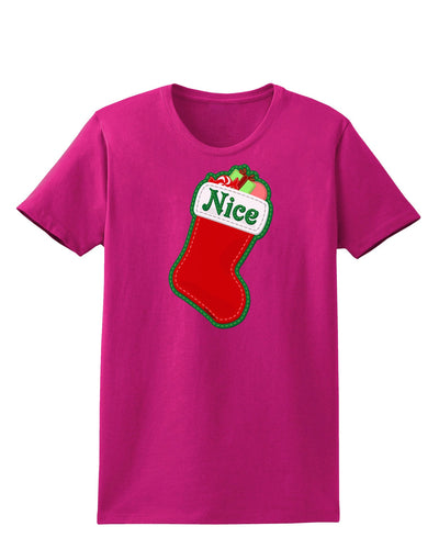 Nice Stocking Cute Christmas Womens Dark T-Shirt-TooLoud-Hot-Pink-Small-Davson Sales
