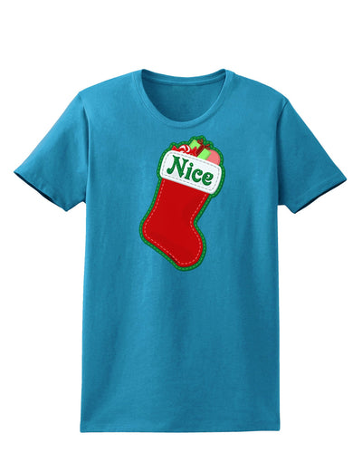 Nice Stocking Cute Christmas Womens Dark T-Shirt-TooLoud-Turquoise-X-Small-Davson Sales