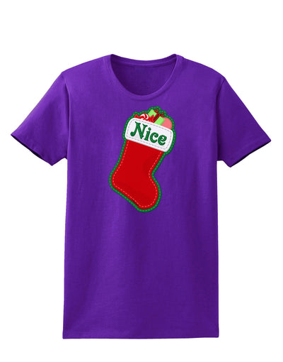 Nice Stocking Cute Christmas Womens Dark T-Shirt-TooLoud-Purple-X-Small-Davson Sales