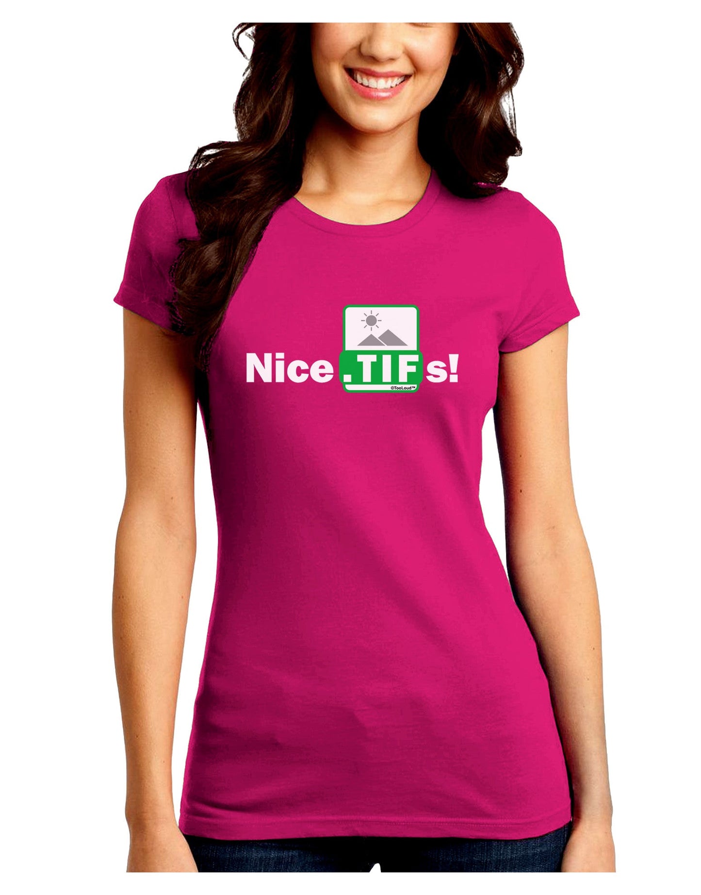 Nice Tifs Juniors Petite Crew Dark T-Shirt-T-Shirts Juniors Tops-TooLoud-Hot-Pink-Juniors Fitted Small-Davson Sales