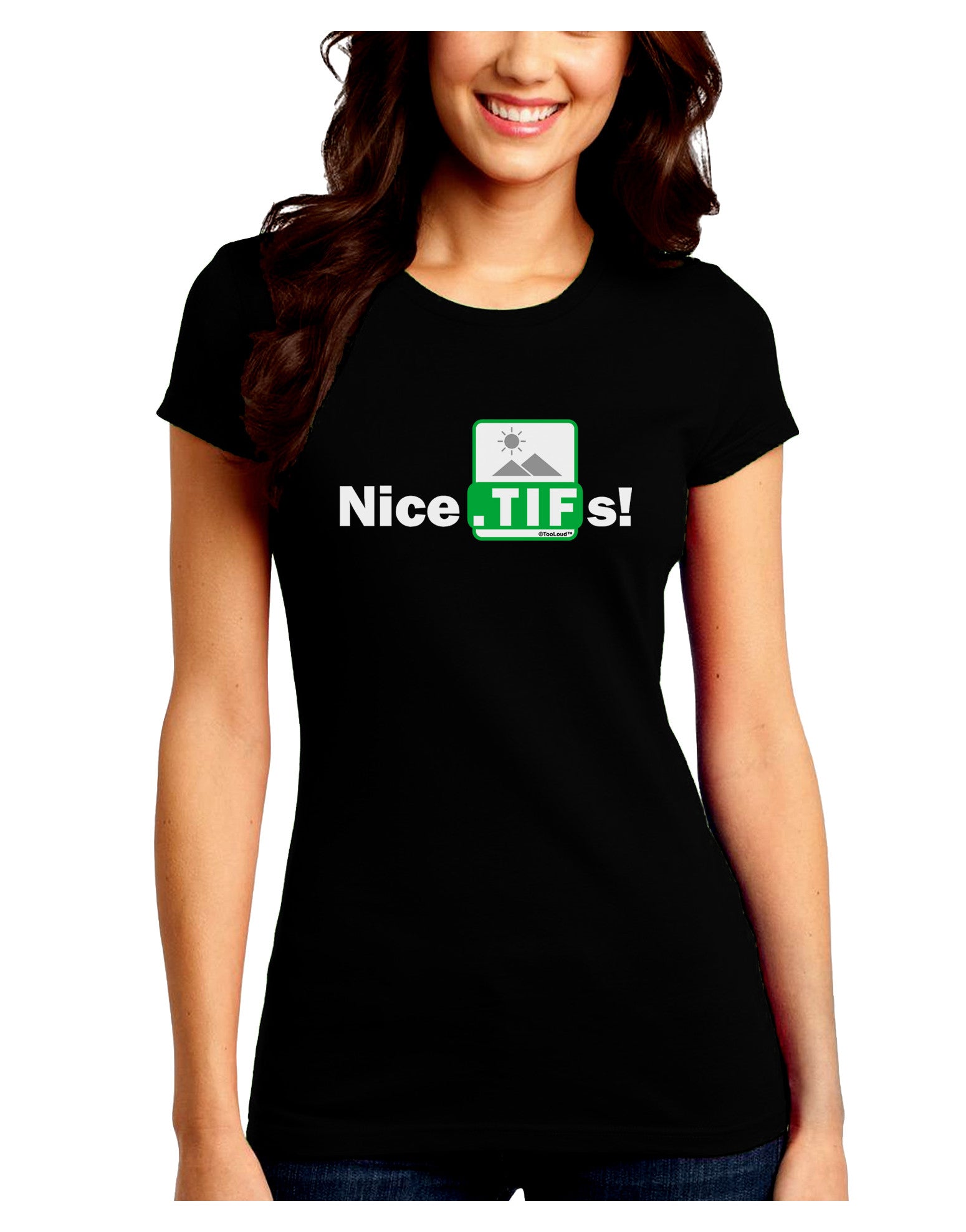 Nice Tifs Juniors Petite Crew Dark T-Shirt-T-Shirts Juniors Tops-TooLoud-Black-Juniors Fitted Small-Davson Sales