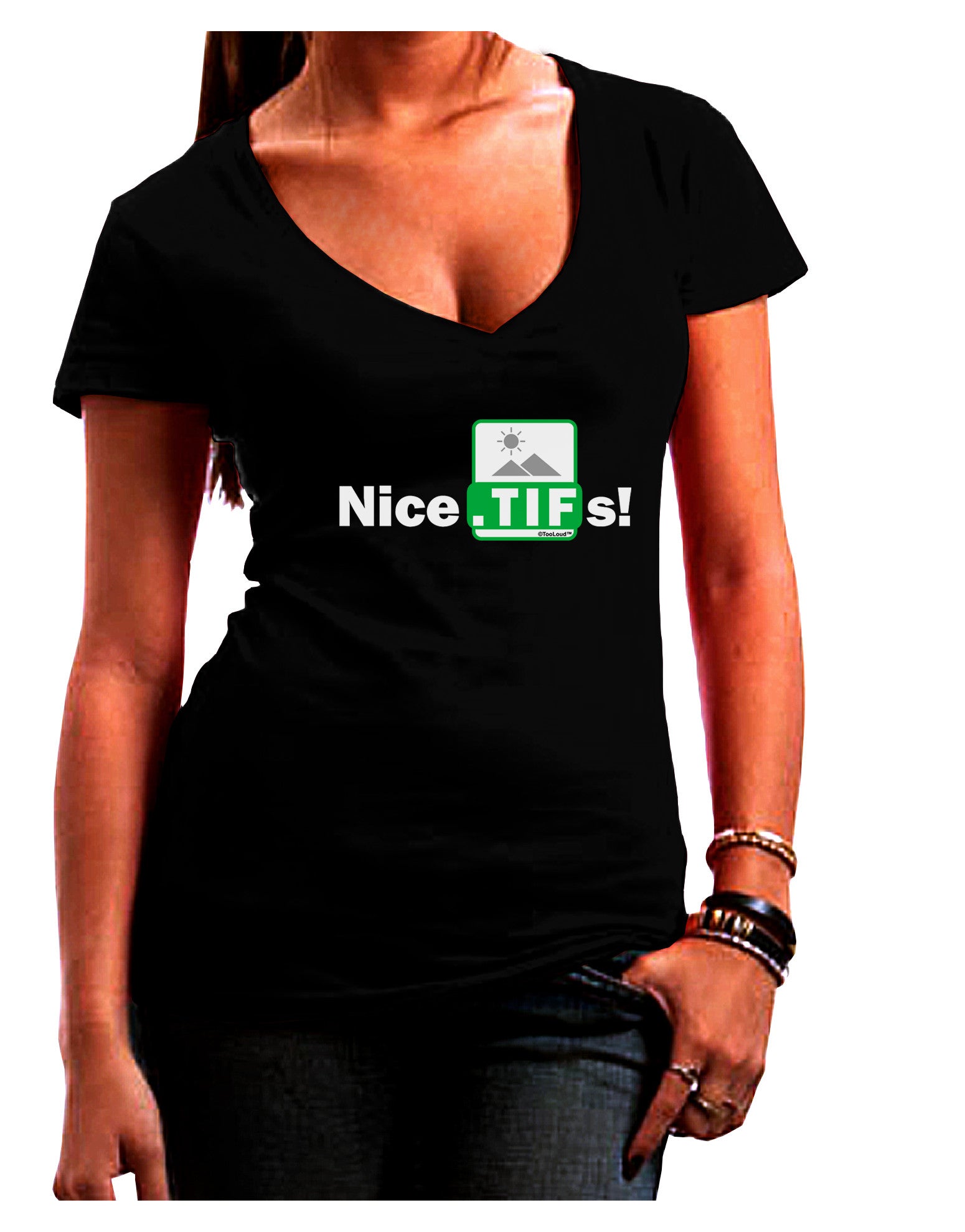 Nice Tifs Womens V-Neck Dark T-Shirt-Womens V-Neck T-Shirts-TooLoud-Black-Juniors Fitted Small-Davson Sales